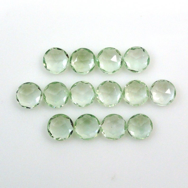 5mm Green Amethyst Rose Cut Round Loose Gemstones