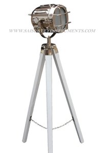 Chrome Vintage Spotlight with White Stand