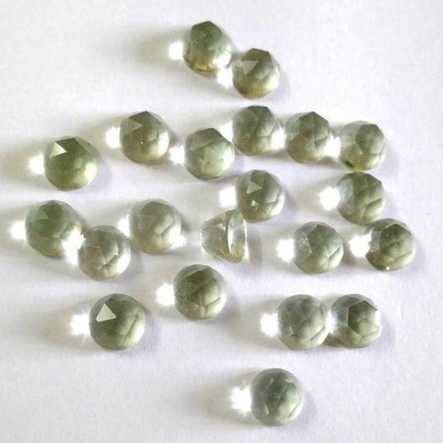 7mm Green Amethyst Rose Cut Round Loose Gemstones