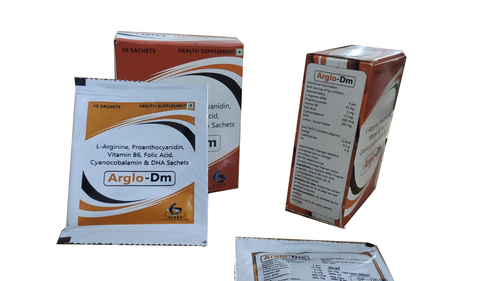 Arglo-DM : L-Arginine B6 ,DHA, folic acid, Proanthocyanidin Sachets