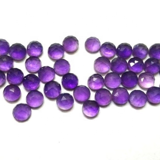 4mm African Amethyst Rose Cut Round Loose Gemstones