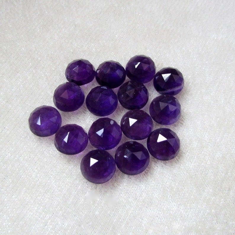 5mm African Amethyst Rose Cut Round Loose Gemstones