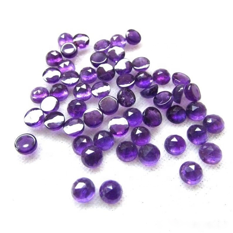 6mm African Amethyst Rose Cut Round Loose Gemstones