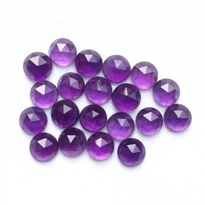 8mm African Amethyst Rose Cut Round Loose Gemstones