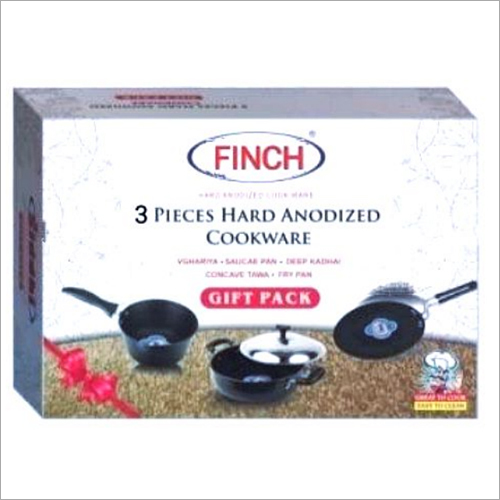 3 Pcs Gift Box - Hard Anodized Cookware Set, Black, Gift Packaging