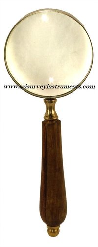Magnifying Wooden Handle Brass Glass