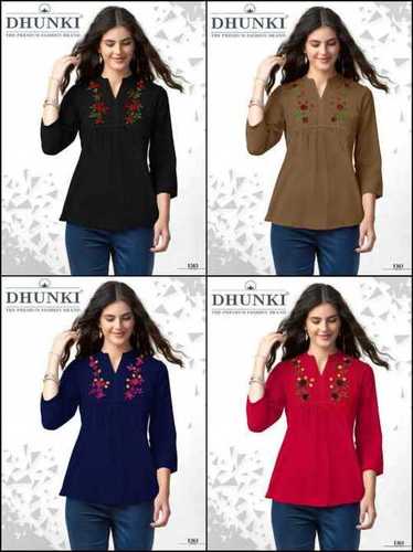 Dhunki Ladies Designer Embroidery Tops