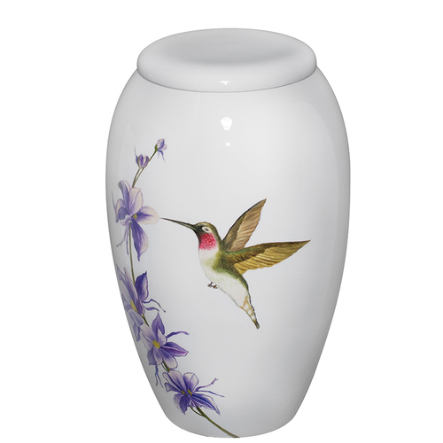 White Hummingbird Cremation Urn