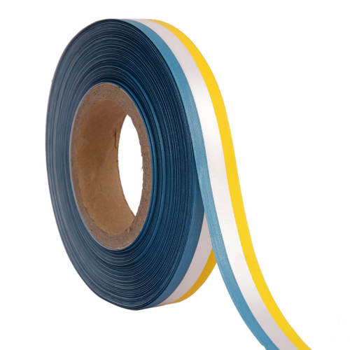 Double Satin Medallion Blue, Whte, Yellow Ribbons25mm/1''inch 20mtr Length