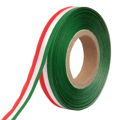 Double Satin Medallion  Red, White, Green Ribbons 25mm/1''inch 20mtr Length