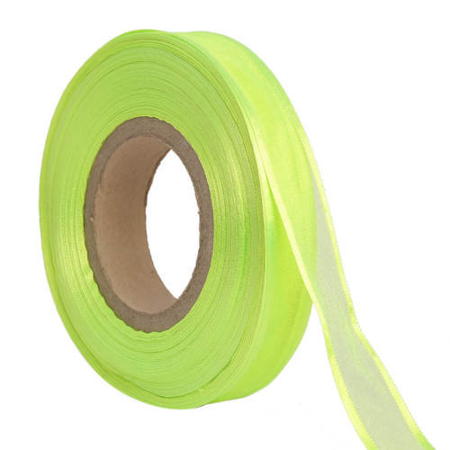 Organza Satin  Neon Green Ribbons 25mm/1''inch 20mtr Length