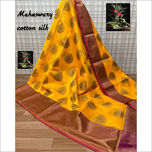 Party Wear Maheshwari Cotton Soft Silk Saree