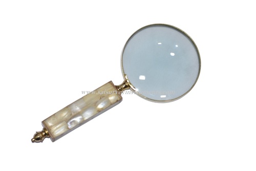 White MOP Handle Magnifying Lens Nautical Magnifier