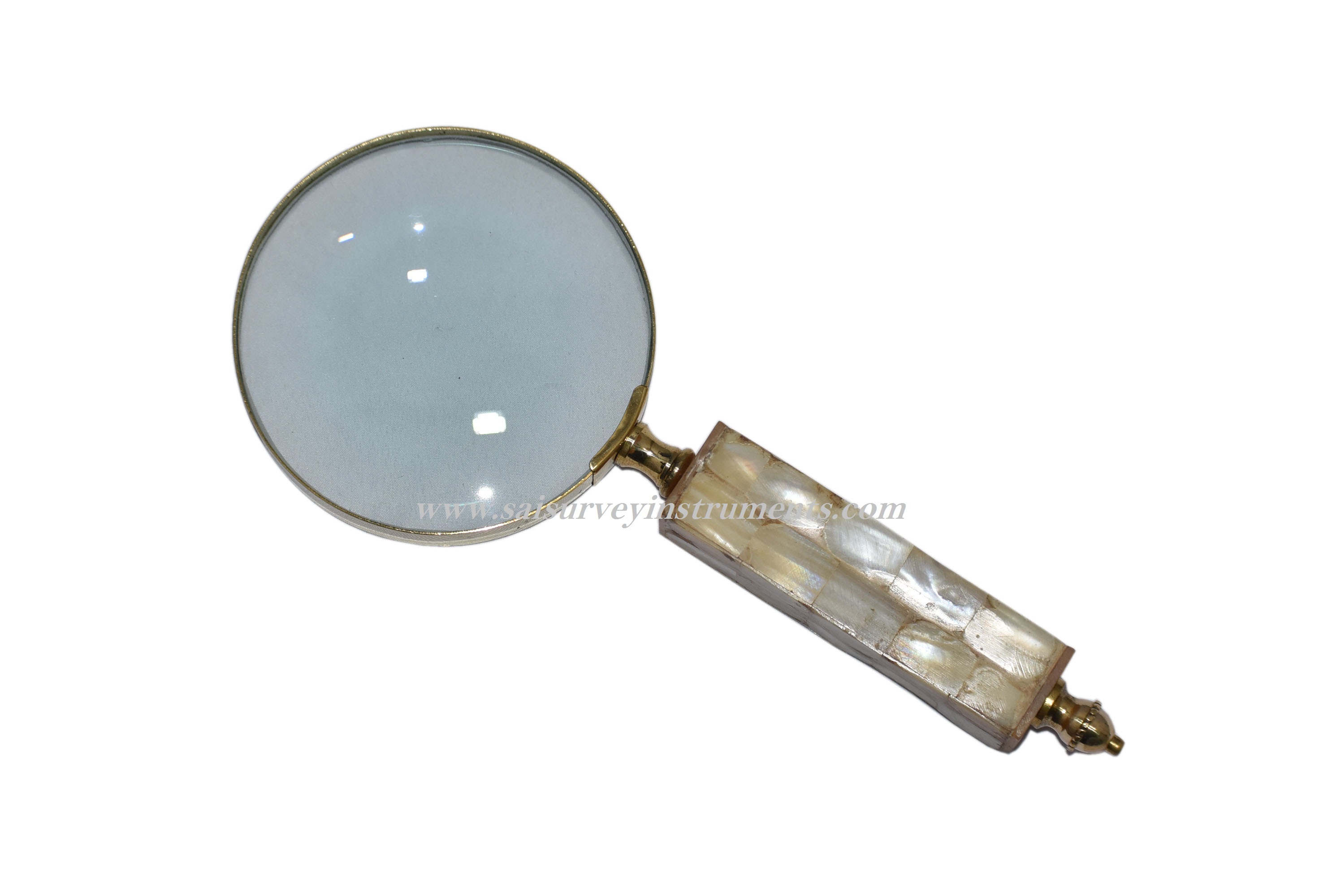 White MOP Handle Magnifying Lens Nautical Magnifier