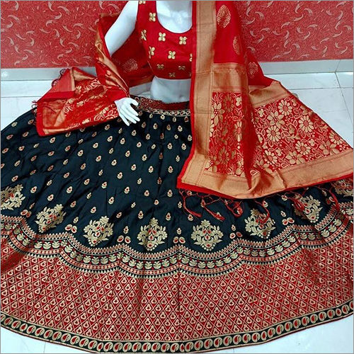 Party Wear Blue Latest Banarasi Lehenga Manufacturer at Rs 550 in Surat