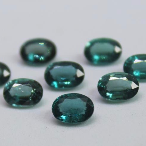 5x7mm Teal Kyanite Faceted Oval Loose Gemstones