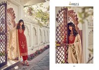 Ibiza Suit Silky Pure Woven Russian Silk Jacquard Designer Salwar Suit Catalog