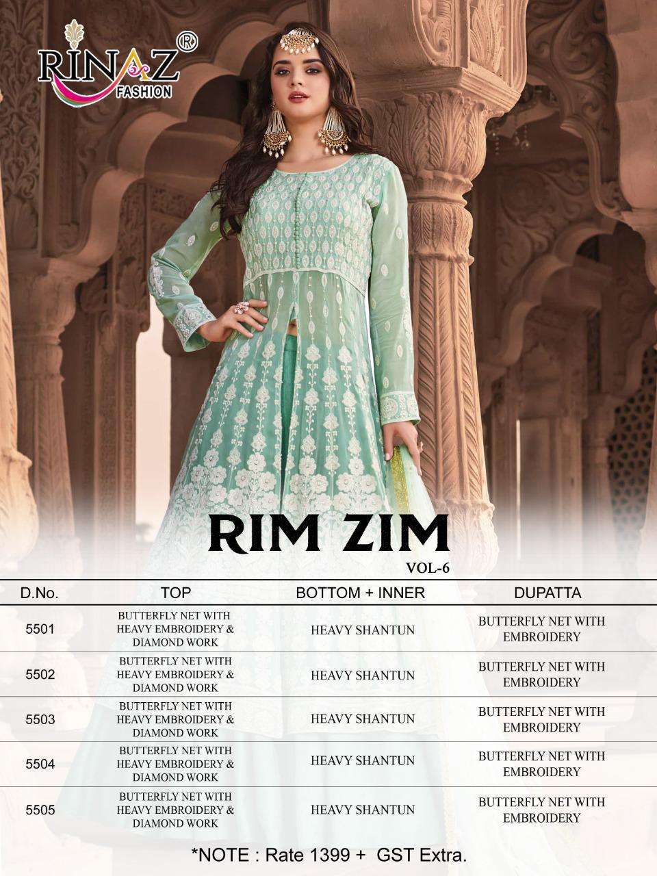 Rinaz Fashion Rim Zim Vol 6 Butterfly Net With Work Pakistani Suit Catalog