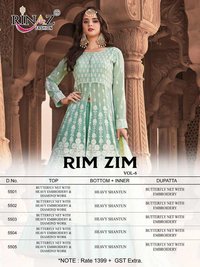 Rinaz Fashion Rim Zim Vol 6 Butterfly Net With Work Pakistani Suit Catalog