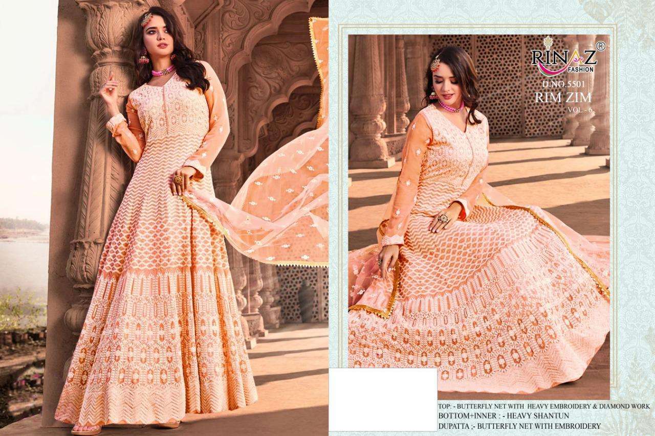 Rinaz Fashion Rim Zim Vol 6 Butterfly Net With Work Pakistani Suit Catalog