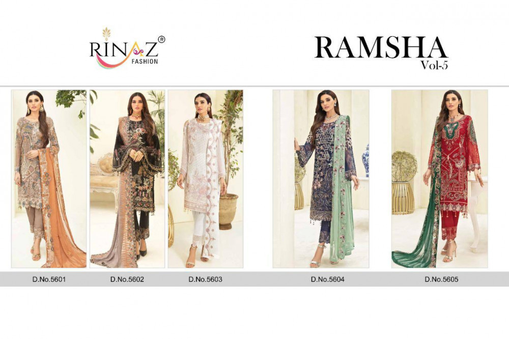 Rinaz Fashion Ramsha Vol-5 Faux Georgette Pakistani Style Salwar Kameez Catalog