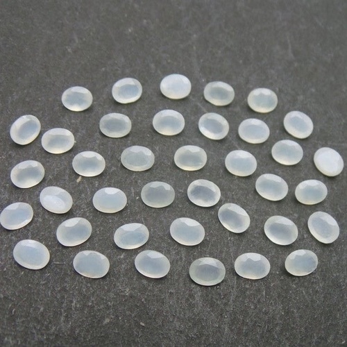 6x8mm White Moonstone Faceted Oval Loose Gemstones