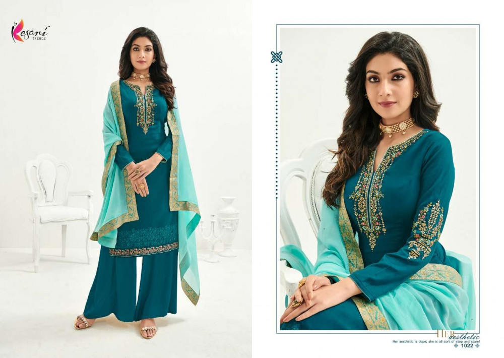 Kesari Trendz Rajoo Vol-1 Heavy Jam Silk With Embroidery Work Plazzo Style Suits Catalog