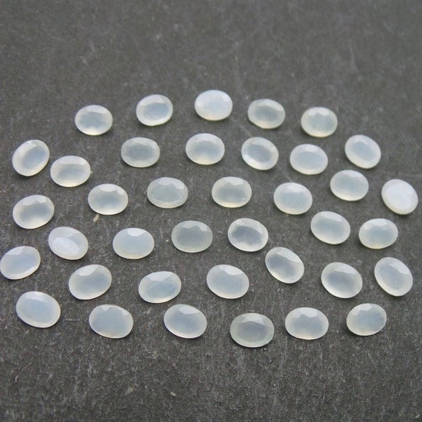 7x9mm White Moonstone Faceted Oval Loose Gemstones