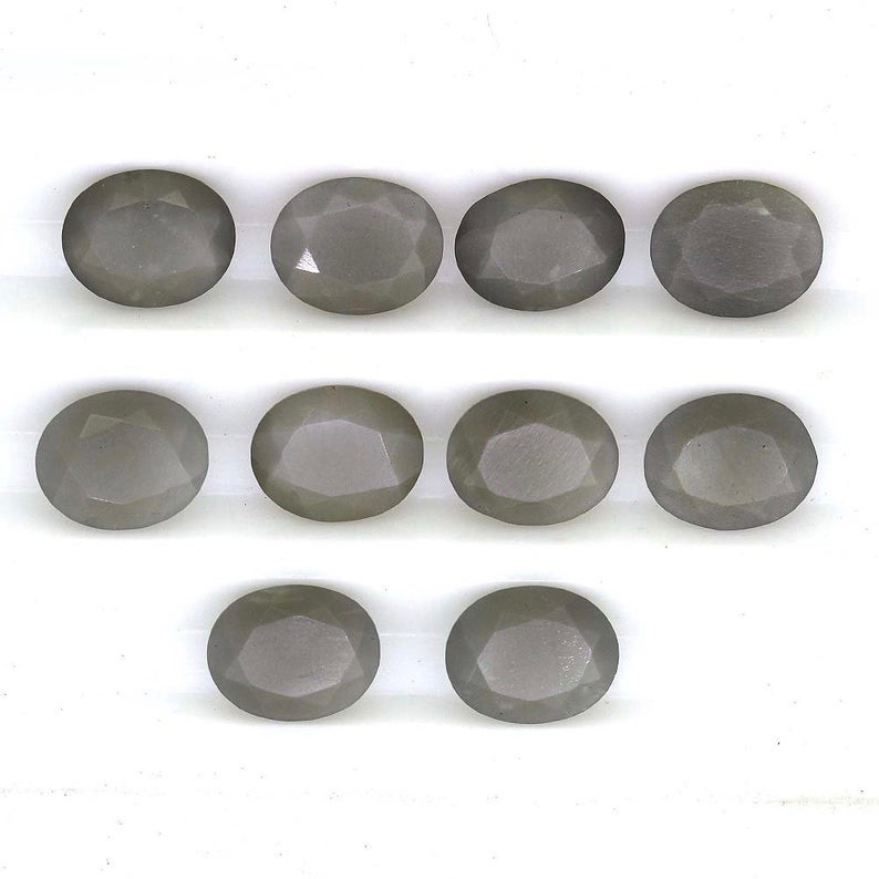 6x4mm Gray Moonstone Faceted Oval Loose Gemstones