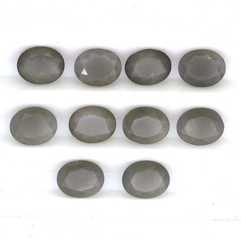 5x7mm Gray Moonstone Faceted Oval Loose Gemstones