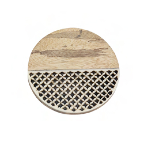 Decorative Wooden Coaster - Round 10cm Diameter, 1.5cm Thick | Unique Cutout Design, Sealed Finish, Heat Resistant, Durable Wood