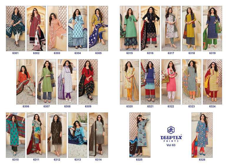 Deeptex Miss India Vol-63 Hit Series Printed Cotton Casual Dress Material Catalog