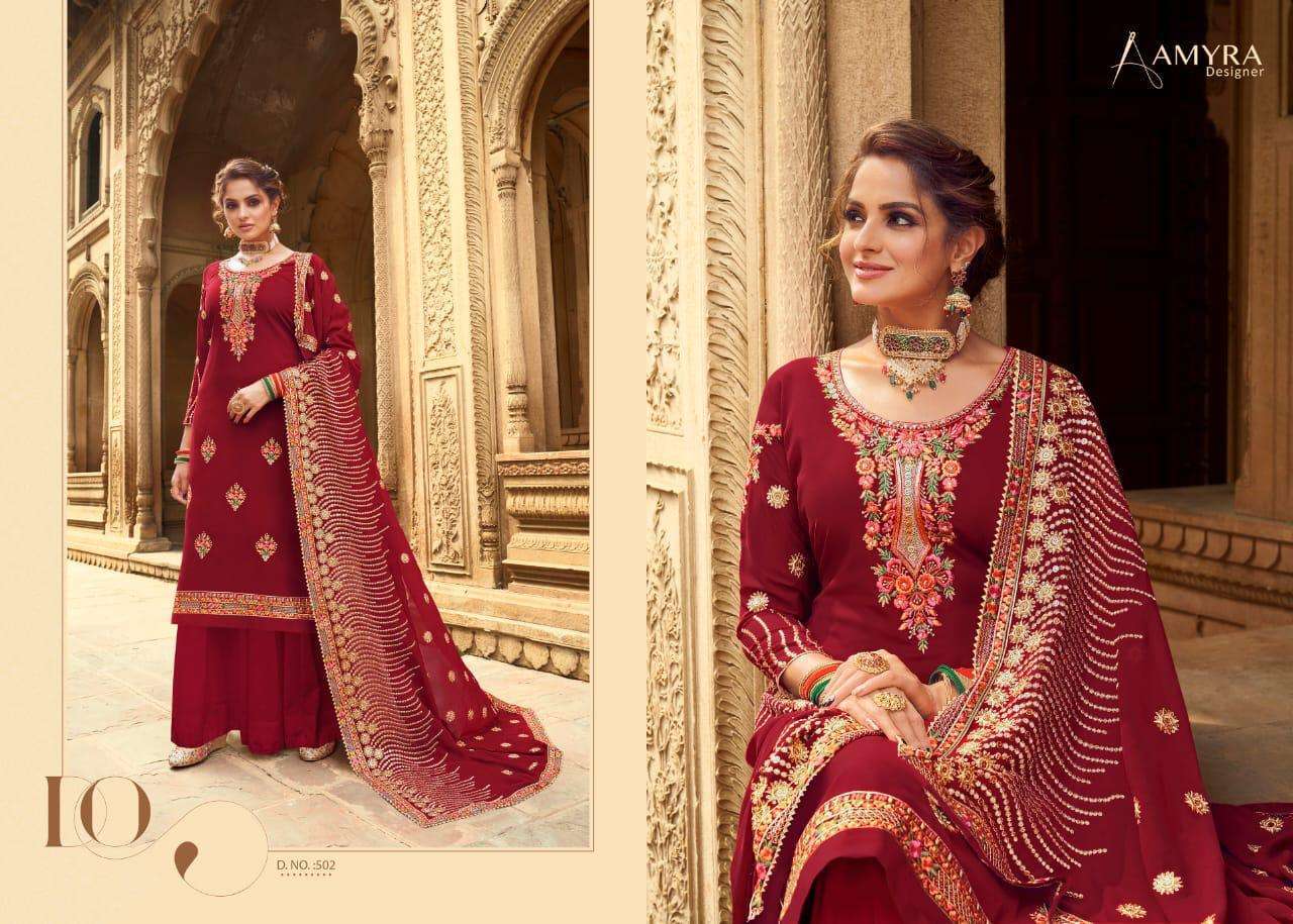 Amyra Designer Jasmine Georgette Embroidered And Diamond Work Designer Suit Catalog