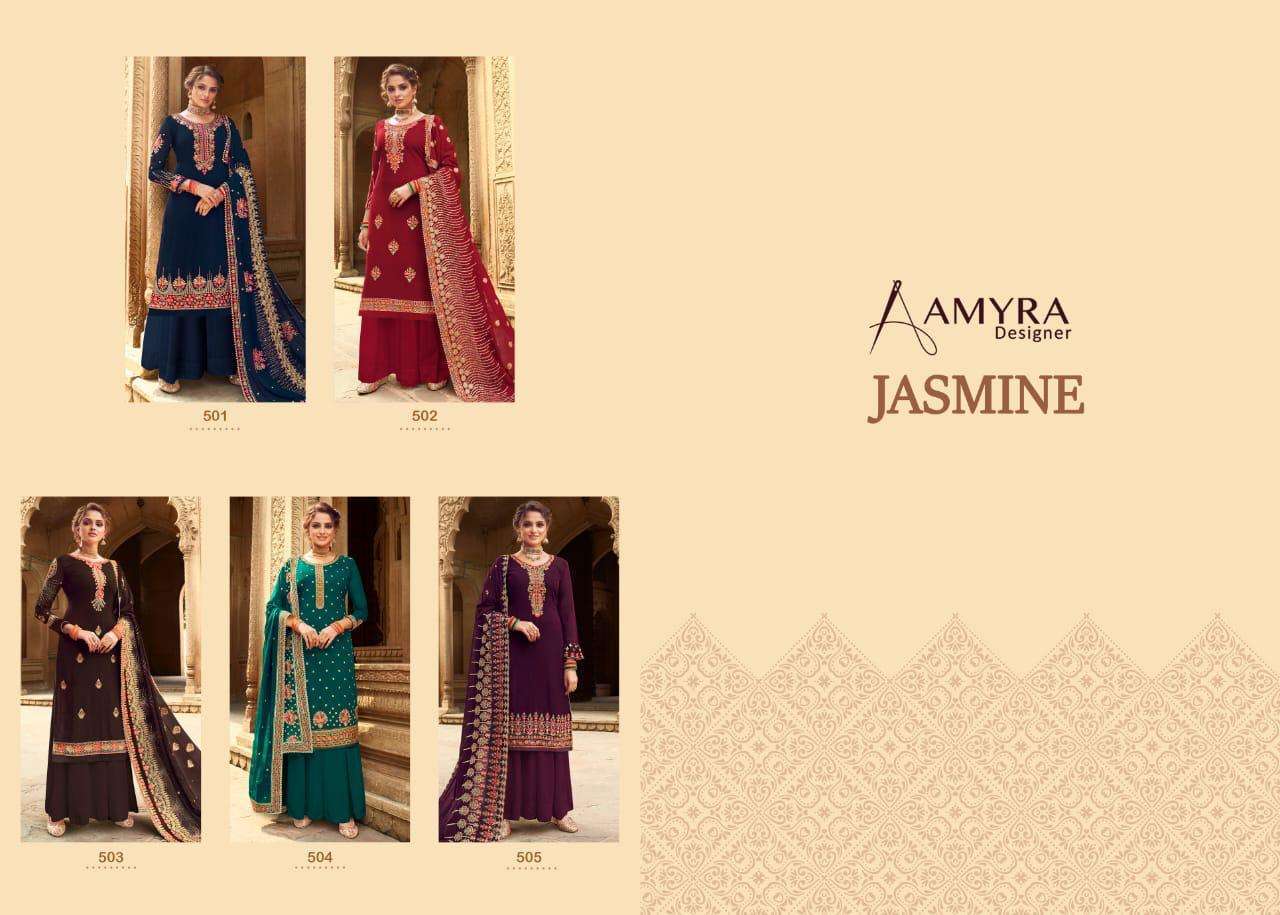 Amyra Designer Jasmine Georgette Embroidered And Diamond Work Designer Suit Catalog
