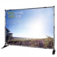 Wall Screen Banner Stand - 100% Knitted Polyester 8ft X 8ft , Portable Aluminum Frame, Eco-friendly Uv Protected Print For Advertising & Promotions