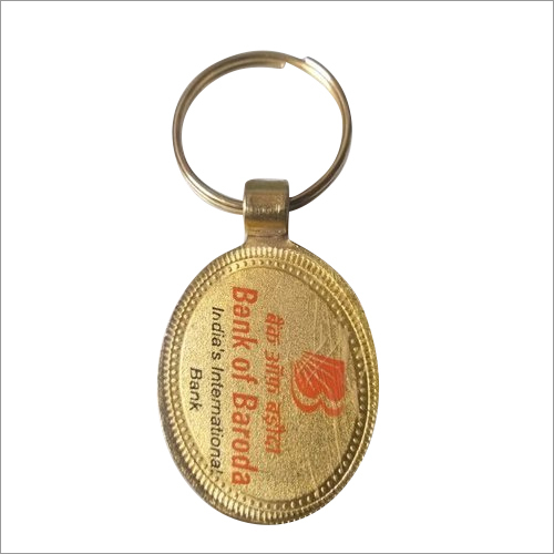Promotional Metal Key Chain - Metal Material, Lightweight Design, Golden Color | Smudge Proof Ink, Water Resistant, Durable for Banks and Commercial Use