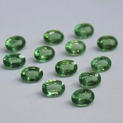 5x7mm Green Kyanite Faceted Oval Loose Gemstones