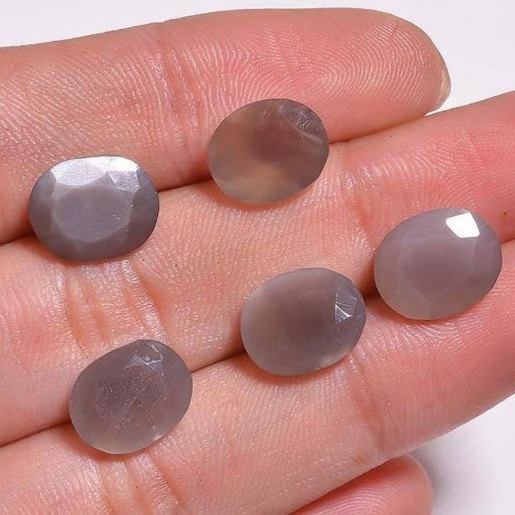 8x10mm Gray Moonstone Faceted Oval Loose Gemstones