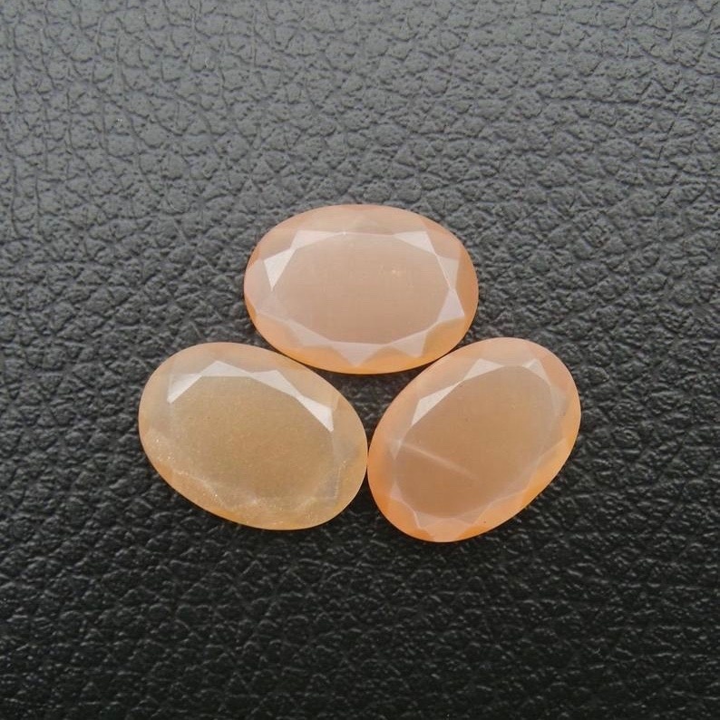 8x10mm Peach Moonstone Faceted Oval Loose Gemstones