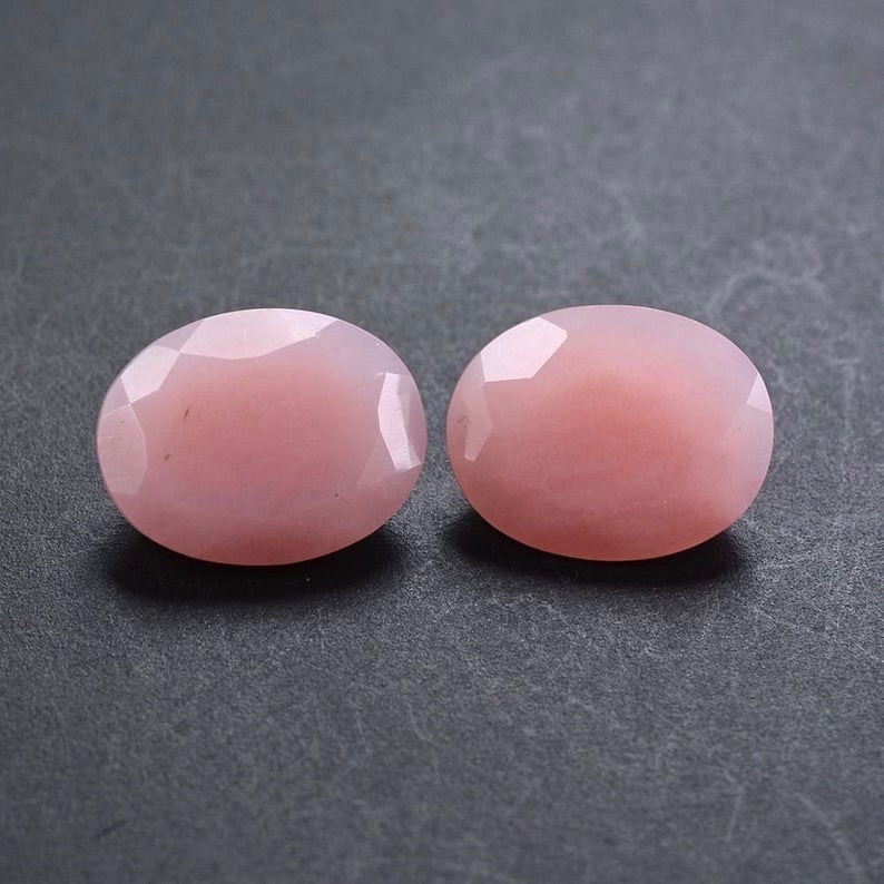 7x9mm Pink Opal Faceted Oval Loose Gemstones