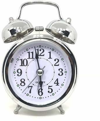 Twin Bell Alarm Clock Silver Big