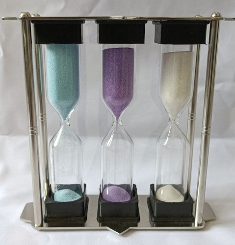 0193 Antique 3 In One  Sand Timer 3+4+5min Aluminum Silver