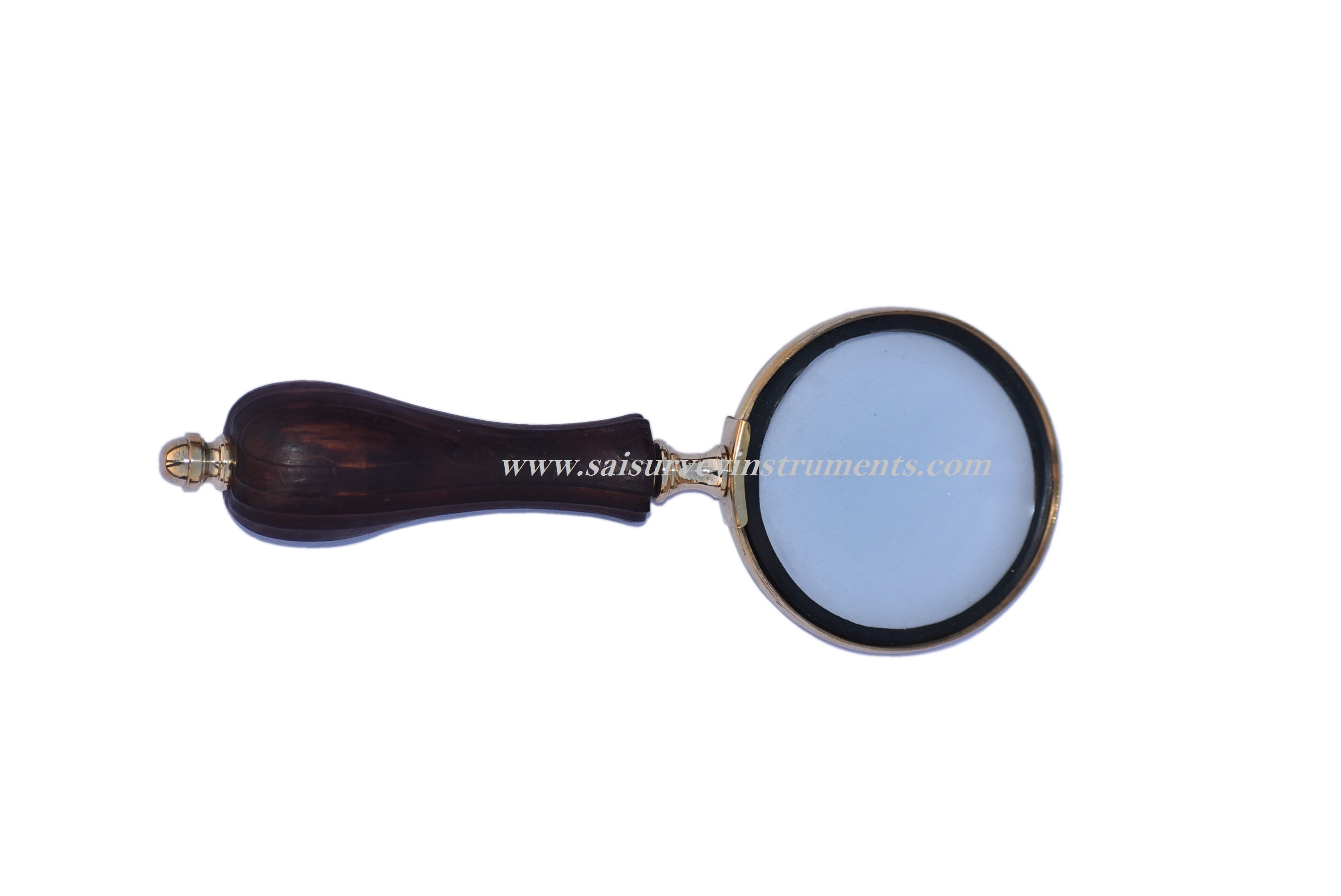 Wooden Handle Brass Ring Magnifying Glass
