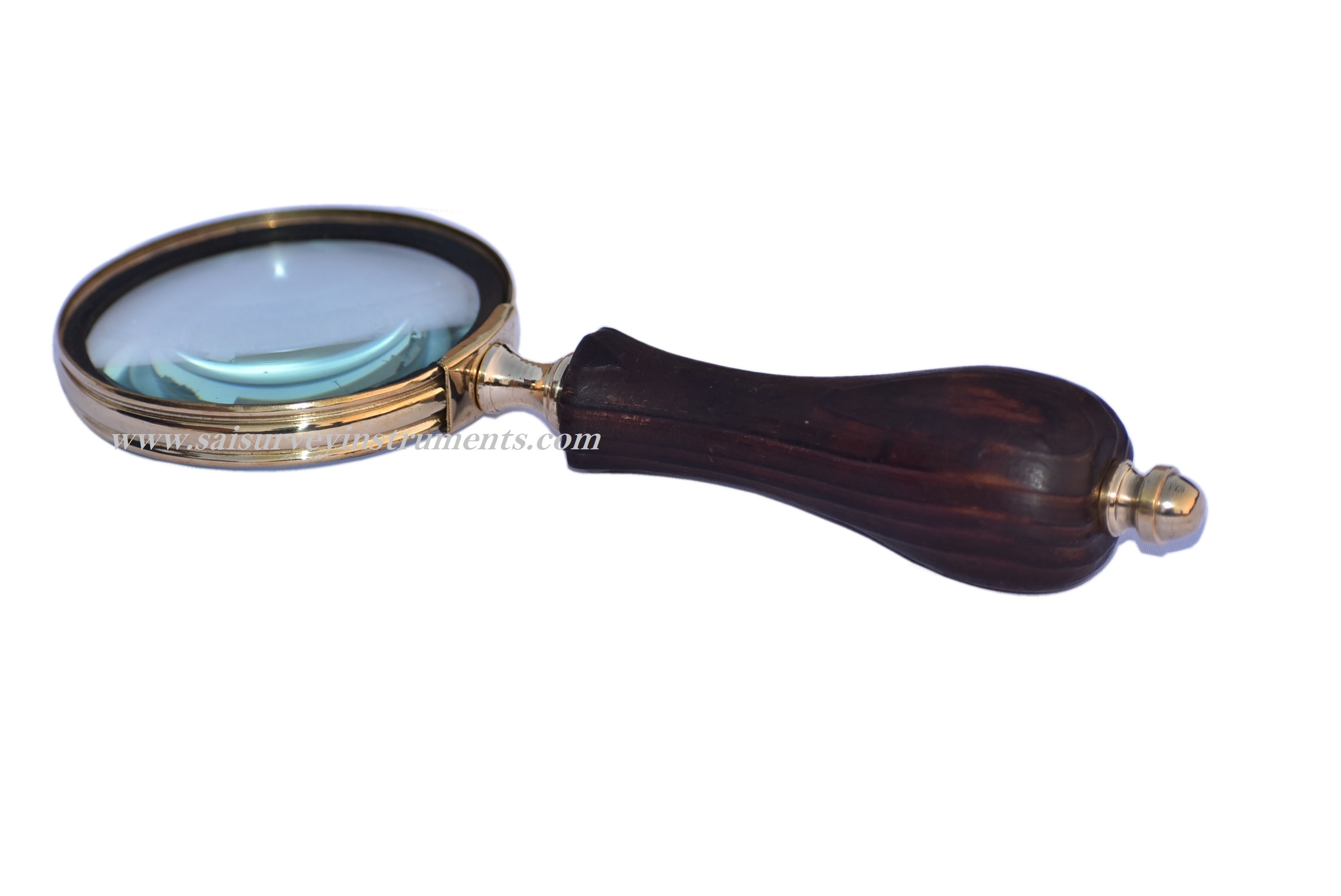 Wooden Handle Brass Ring Magnifying Glass
