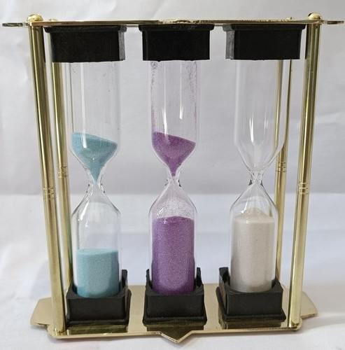 0192 Antique sand timer 3in one sand timer gold brass 3+4+5min