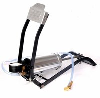 Steel Foot Pump - Steel Body, Standard Size, Silver & Black, 150 Psi Capacity, Manual Foot Operated, Analog Pressure Gauge