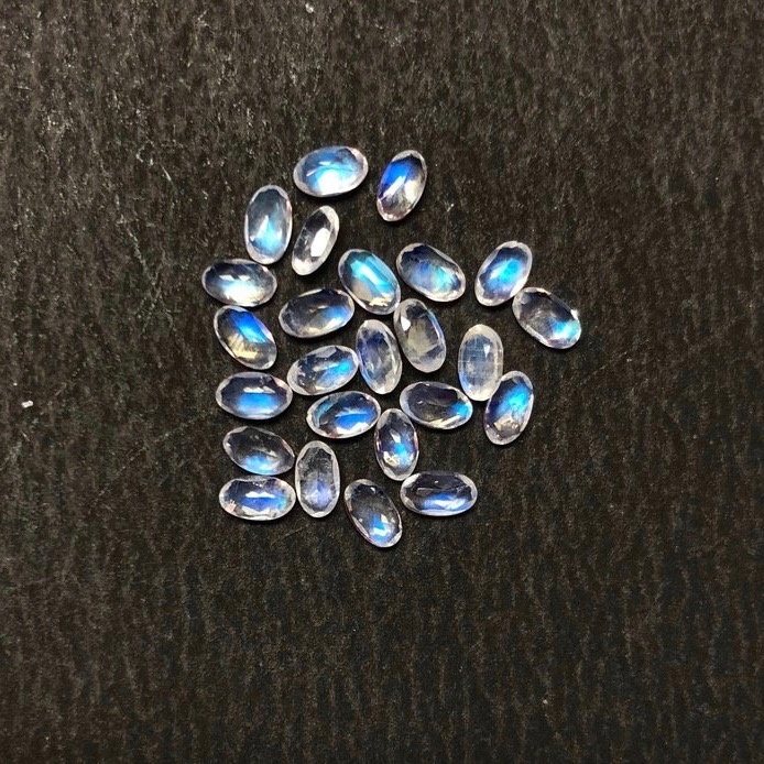 5x7mm Rainbow Moonstone Faceted Oval Loose Gemstones