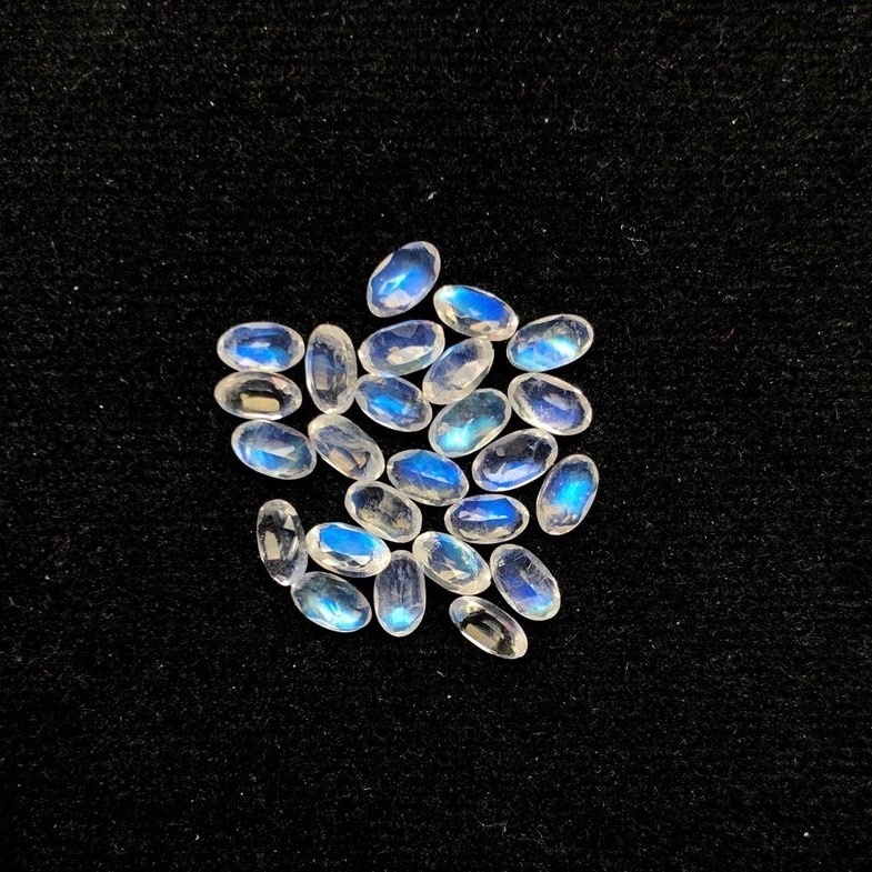 5x7mm Rainbow Moonstone Faceted Oval Loose Gemstones