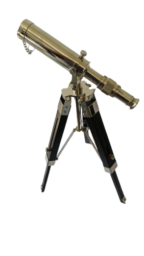 0198 Antique Telescope Brass With Tripod Stand 10inch