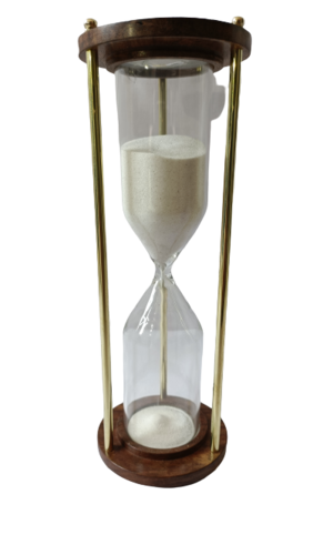 0196 Wooden sand timer 30min with brass piler